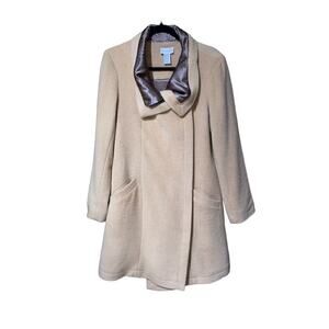 Women's asymmetrical tan wool coat by Soft‎ Surroundings SZ Small52% wool